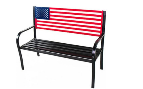 Backyard Expressions Metal American Flag Bench