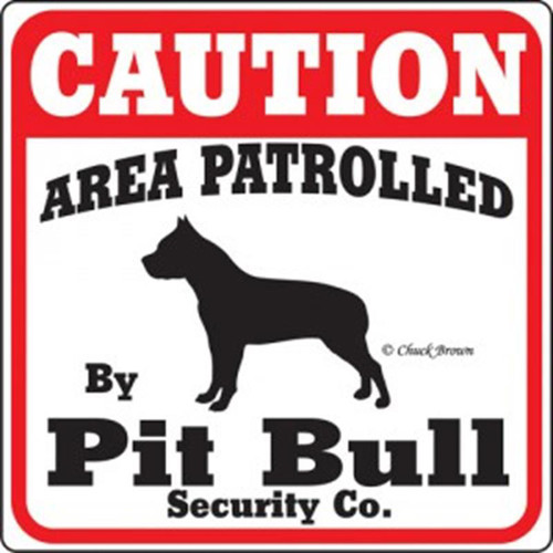 Ozark Leather- Caution Patrolled by Pit Bull Sign 
