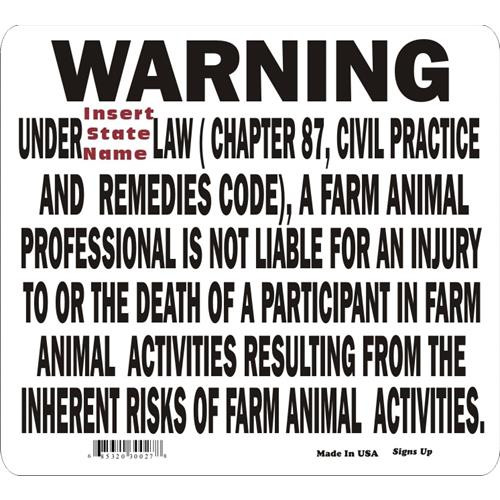 Ozark Leather- Colorado Equine Warning Sign- White