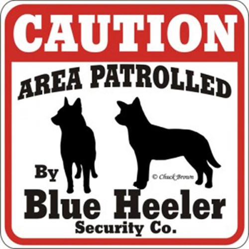 Ozark Leather - Caution Patrolled by Blue Heeler Sign 