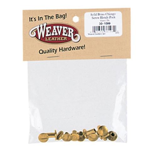 Weaver Leather -  Chicago Screw Handy Pack, Plain Solid Brass