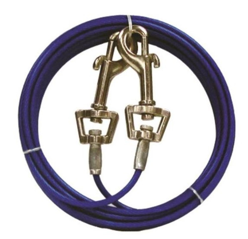 Boss Pet 30' Vinyl Coated Dog Tie-Out with Twin Swivel Snaps