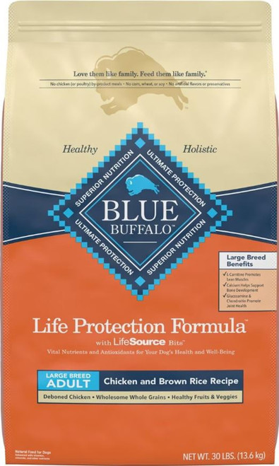 Blue Buffalo Life Protection Formula Large Breed Adult Chicken & Brown Rice Recipe Dry Dog Food - 30 lb Bag