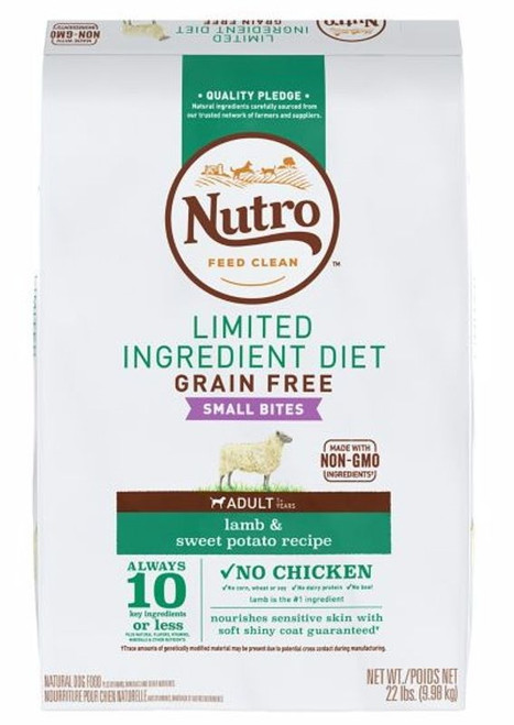 Nutro Limited Ingredient Diet Grain-Free Lamb/Sweet Potato Dog Food - Small Bites - 22 LBS
