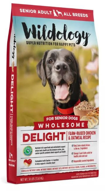 Wildology DELIGHT Chicken and Oatmeal Recipe, Dry Senior Dog Food, 30 lb Bag