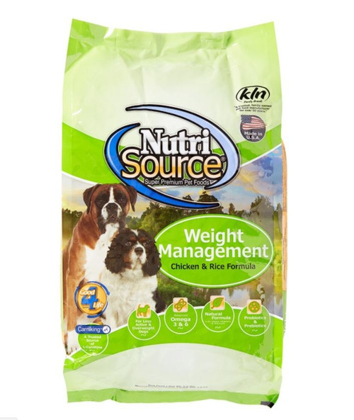NutriSource Weight Management Chicken and Rice Dry Dog Food 5LBS