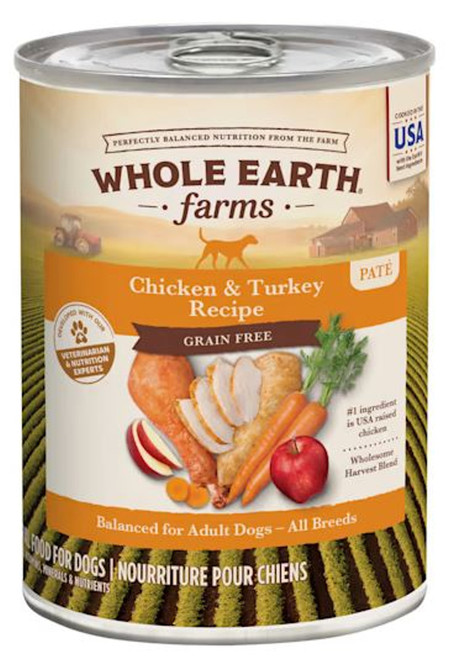 Whole Earth Farms Grain Free Chicken & Turkey Recipe Canned Dog Food, 12.7 oz.