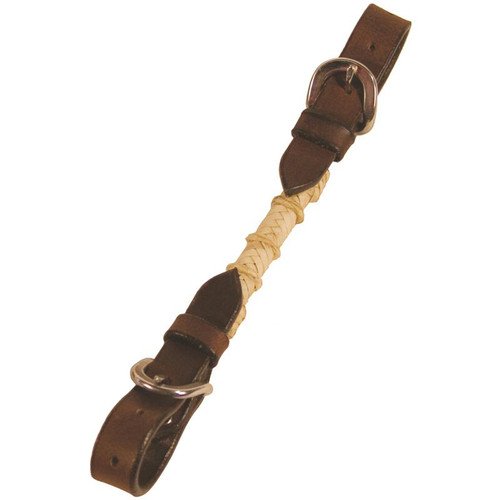 Buffalo Leather - Curb Strap with Rawhide and Stainless Buckle