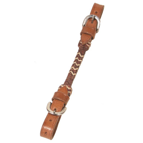 Buffalo Leather - Curb Strap with Chocolate Rawhide 