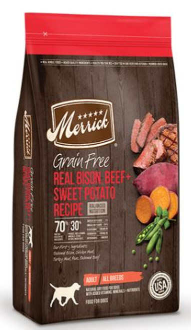 Merrick Grain Free Real Bison, Beef and Sweet Potato Dog Food 4LBS