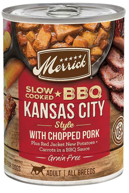 Merrick Grain-Free Slow-Cooked BBQ Kansas City Style with Chopped Pork Wet Dog Food - 12.7 oz Can