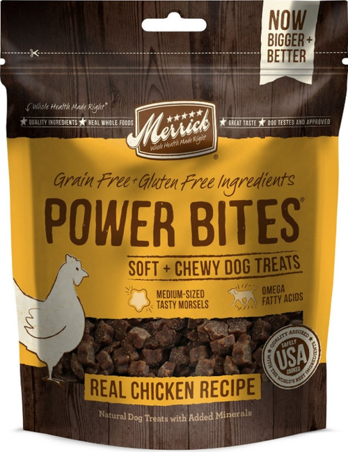 Merrick Power Bites Real Chicken Recipe Grain Free Soft & Chewy Dog Treats - 6oz Bag