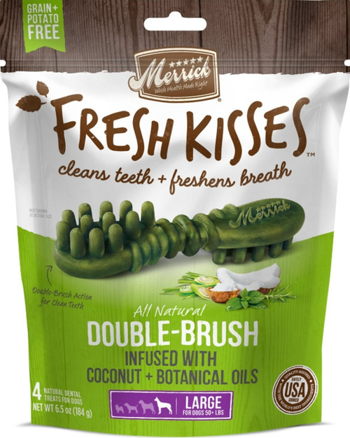 Merrick Fresh Kisses Double Brush Coconut & Botanical Oils Dental Treats