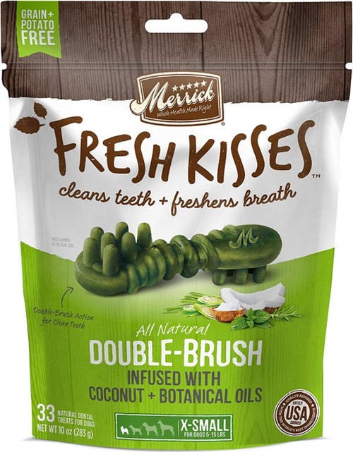 Merrick Fresh Kisses Double Brush Coconut & Botanical Oils Dental Treats