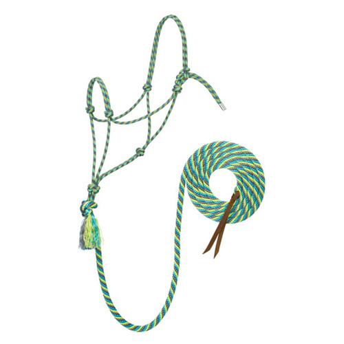 Weaver Leather- Silvertip No. 95 Average Rope Halter with 10' Lead Gray/Turquoise/Lime/Black
