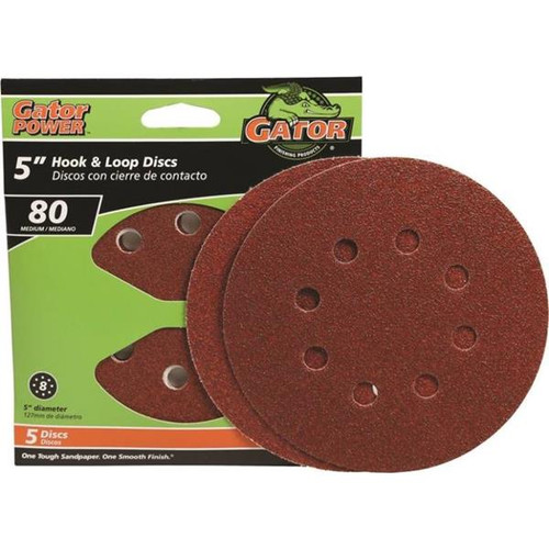 Gator  Sanding Disc 5in 80Grit - 5 Sheets