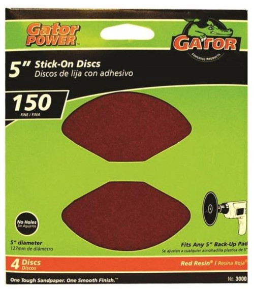 Gator 5" 150 Grit Stick-On Sanding Disc - 4 Pack