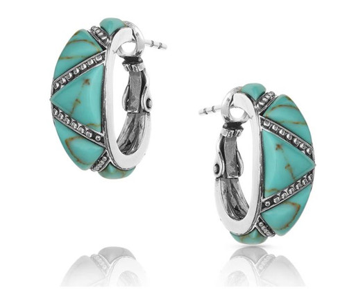 Montana Silversmiths Turquoise Wedge Hoop Earrings