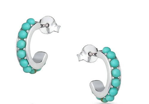 Montana Silversmiths Studded In Turquoise Mini Hoop Earrings