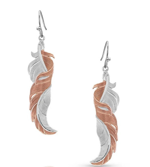Montana Silversmiths Twisted Rose Feather Earrings