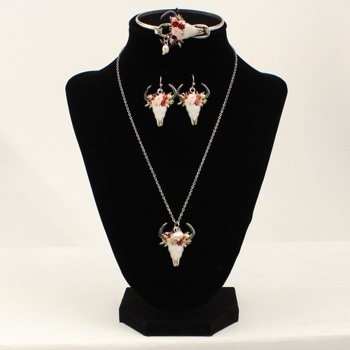M&F - Blazin Roxx 3 Piece Floral Skull Jewelry Set