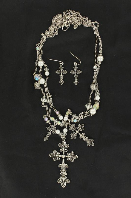 M&F - Cross Pearl Jewelry Set