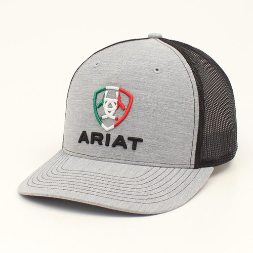 Ariat Mens R112 Grey w/Black Mesh Ball Cap