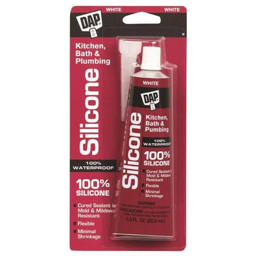 DAP White All Purpose Waterproof Silicone Sealant Caulk 2.8oz