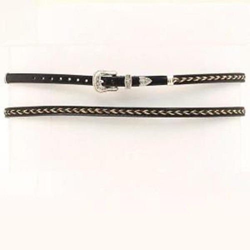 M&F - Leather Hatband With Horsehair Design - Black