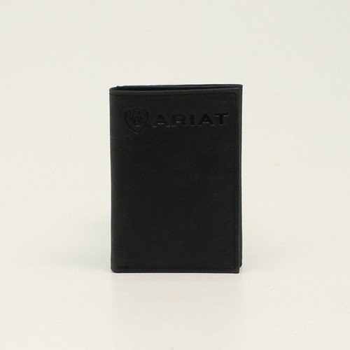 Ariat Mens Black Logo Tri-Fold Wallet