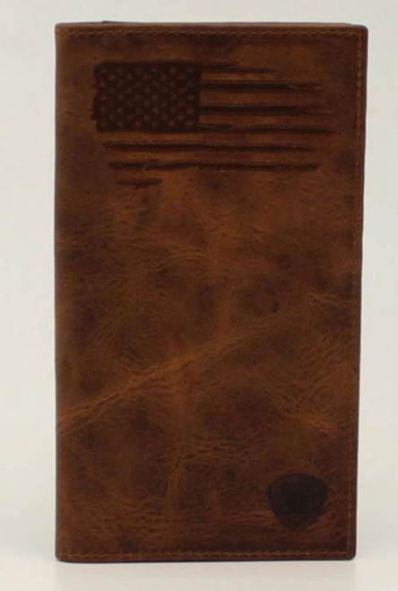 Ariat Brown Distressed USA Flag Rodeo Wallet