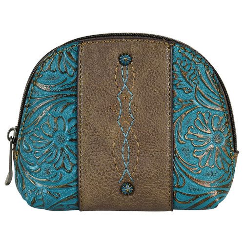 Justin Tooled Turquois Arched Cosmetic Bag