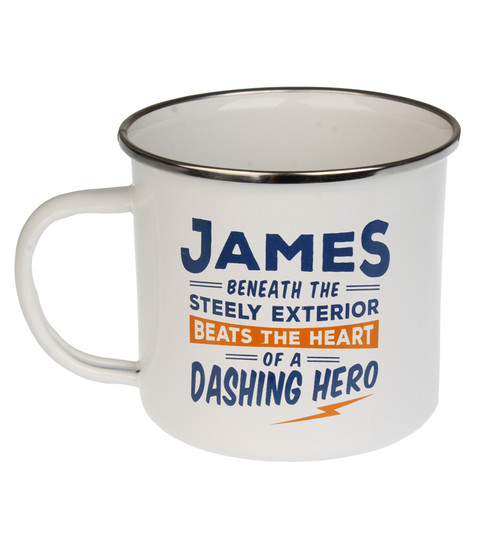 Top Guy Mugs - JAMES - Beneath The Steely Exterior Beats The Heart of a Dashing Hero