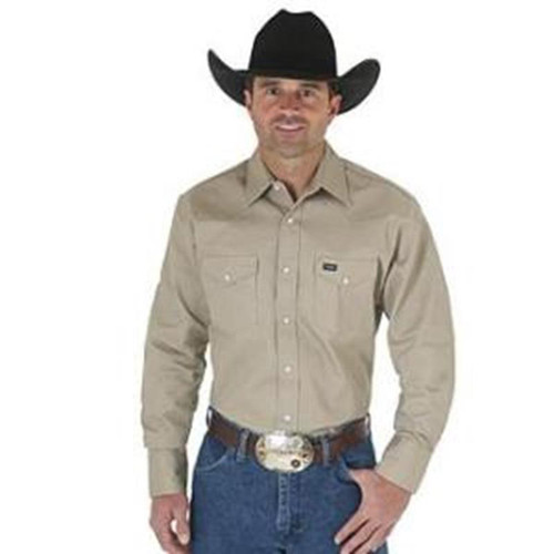 Wrangler - Men's Cowboy Cut Long Sleeve Work Shirt - Khaki