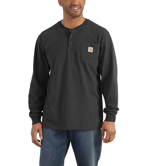 Carhartt Mens Loose Fit Heavyweight Long Sleeve Pocket Henley T-Shirt