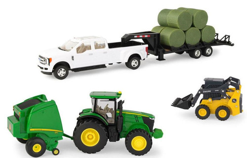 Tomy John Deere 1:32 Round Hale Bale Set