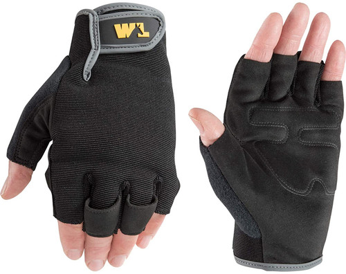 Wells Lamont Mens Fingerless Synthetic Leather Palm Gloves