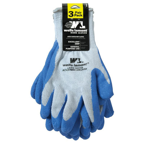 Wells Lamont  - Men's Latex Coated Glove - 3 Pack 