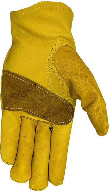 Golden Stag Gold Cowhide Driver Patch Palm Heavy Duty Goatskin Leather Work Gloves