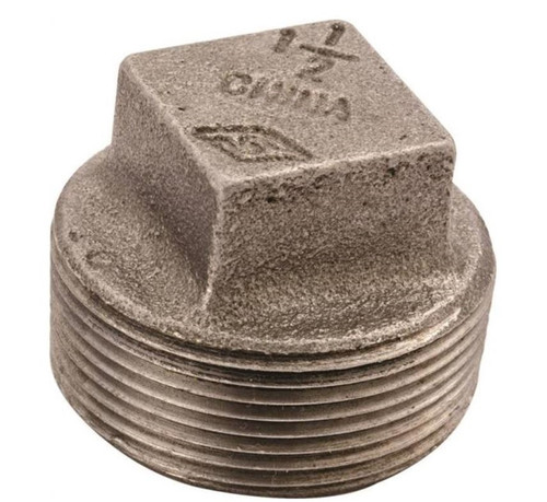 Orgill - Worldwide Sourcing 31-1/2B Square Head Pipe Plug - 1/2 In, Screwed, 150 Psi, Malleable Iron