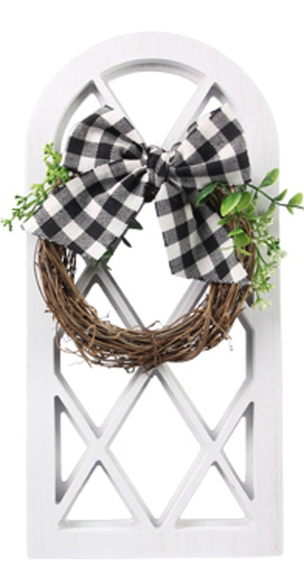 Young's Inc. Wood Small Window w/Wreath