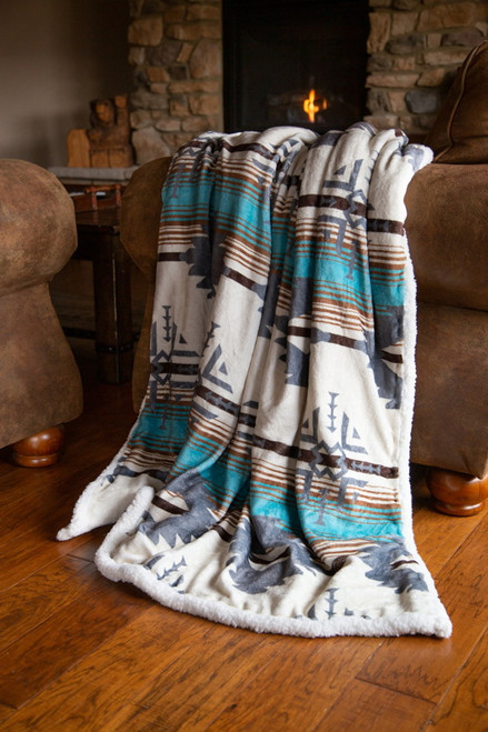 Carstens Wrangler Lone Mountain Sherpa Throw Blanket
