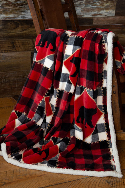 Carstens Lumberjack Bear Sherpa Throw Blanket