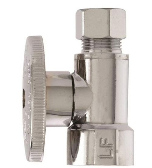 Plumb Pak 1/4 Turn Straight Shut-Off Valve, 1/2 X 3/8 In, FIP X OD, Brass Body, Chrome Plated