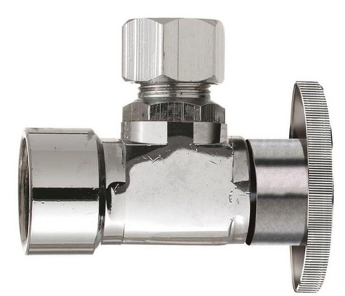 Plumb Pak 1/4 Turn Angle Shut-Off Valve, 1/2 X 3/8 In, FIP X OD, Brass Body, Chrome Plated