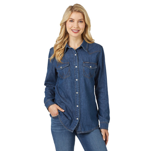 Wrangler Womens Denim Long Sleeve Fashion Top