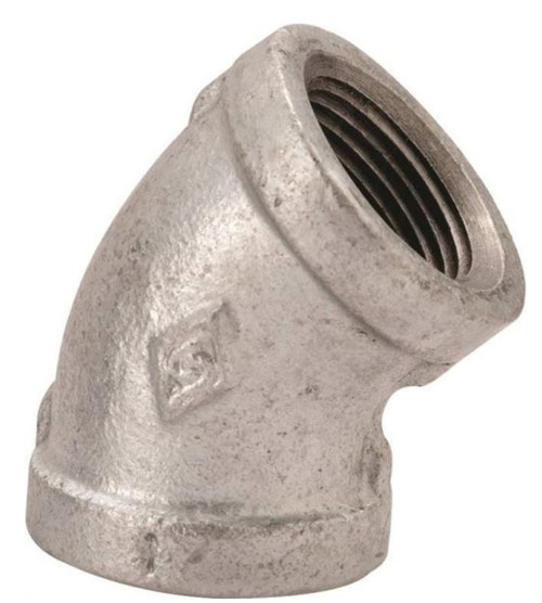Orgill - Worldwide Sourcing 4-1/4G Pipe Elbow - 45 Deg, 1/4 In, Threaded, Malleable Iron