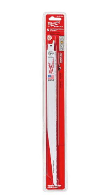 Milwaukee 12" 8/12 TPI Multi-Material Cutting Sawzall Reciprocating Saw Blades- 5pk