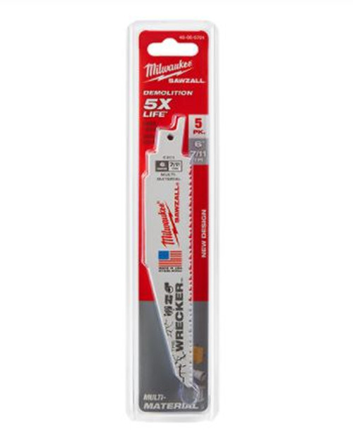 Milwaukee The WRECKER Multi-Material Sawzall Blade 6" 7/11 TPI- 5pk