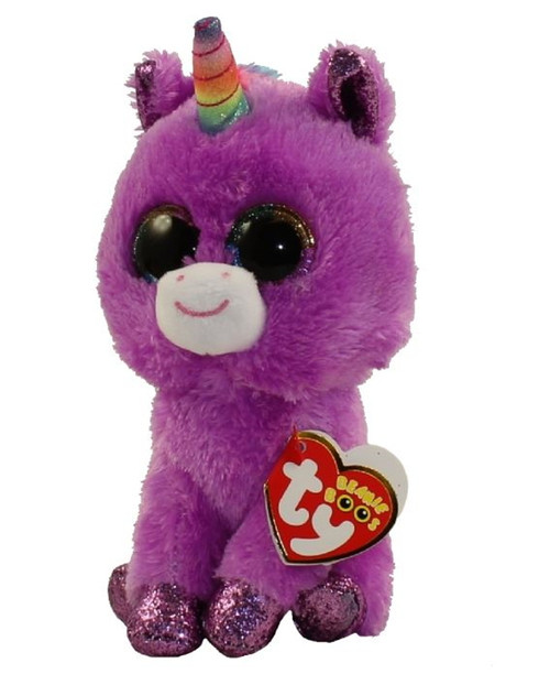TY  Beanie Boos Rosette The Purple Unicorn With Glitter Eyes